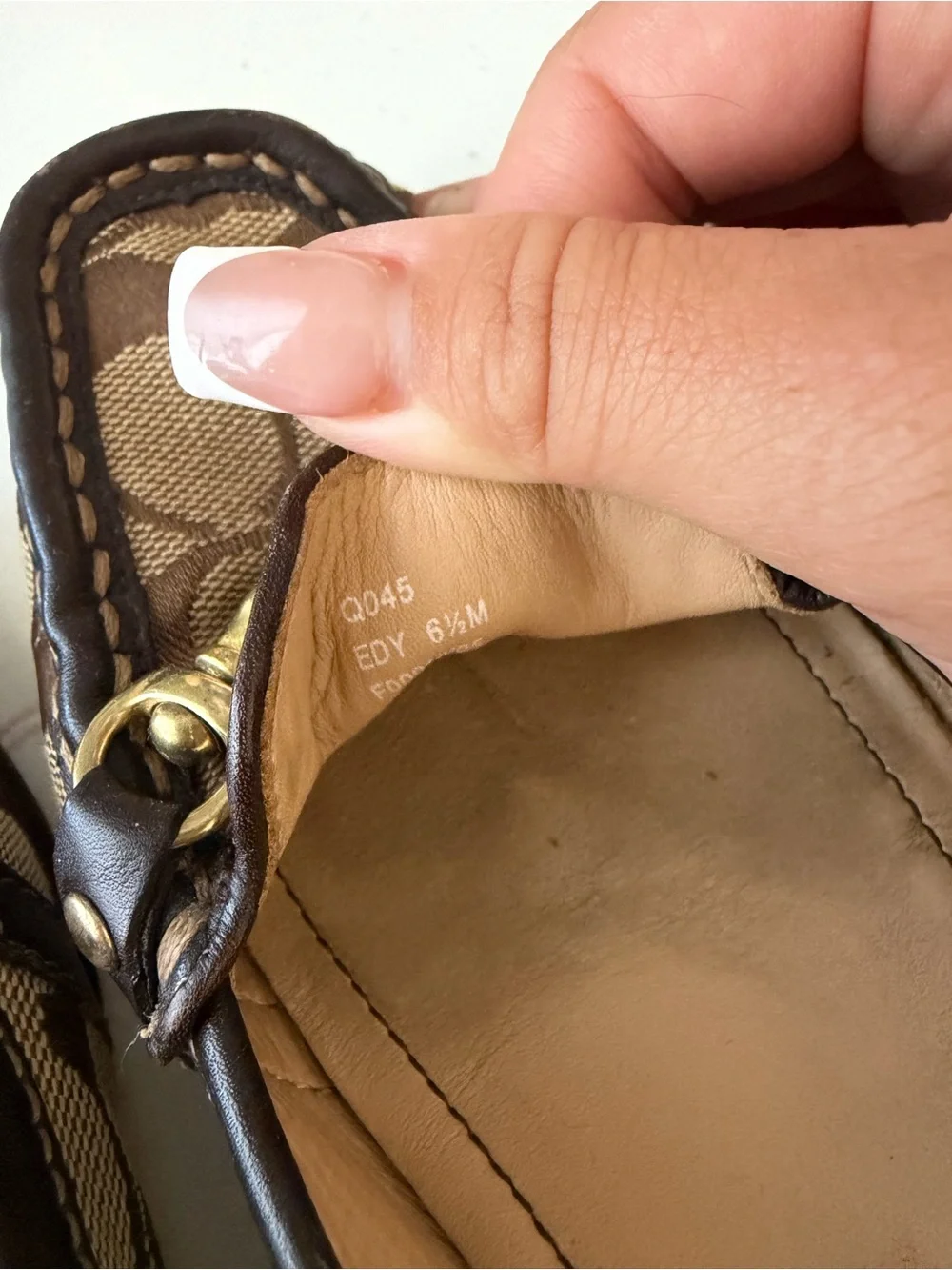Coach Brown Signature Canvas Loafers with Gold Hardware
